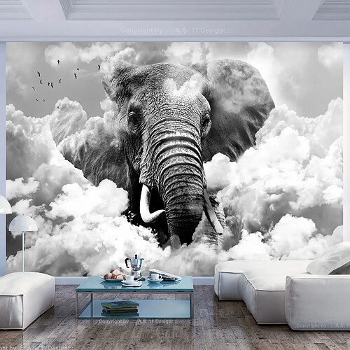 Artgeist Papier peint - Elephant in the Clouds (Black and White) [294x210]