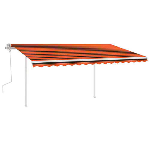 Maison Chic Auvent manuel rétractable,Store manuel de porte avec LED 4x3 m Orange et marron -GKD34788