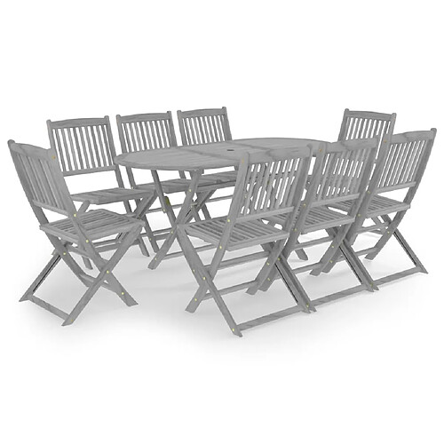 Maison Chic Mobilier à dîner 9 pcs de jardin - Ensemble table et chaises d'extérieur - Salon/Mobilier de jardin classique Bois d'acacia massif Gris -MN50088