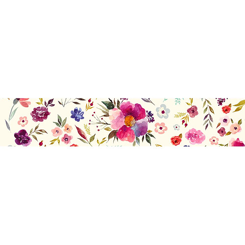 Alter Chemin de cuisine, 100% Made in Italy, Tapis antitache avec impression numérique, Chemin de table antidérapant et lavable, Modèle Fleurs - Baptiste, cm 280x52