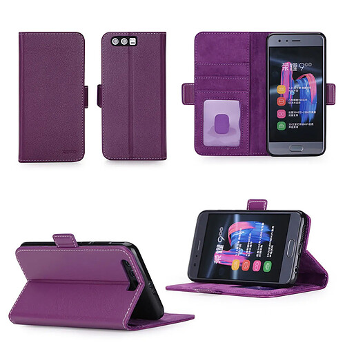 Huawei Honor 9 4G : Housse Portefeuille luxe violette Style Cuir avec stand - Etui coque de protection Honor9 avec porte cartes - Accessoires pochette XEPTIO : Exceptional case