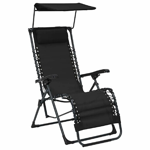 vidaXL Chaise pliable de terrasse Textilène Noir