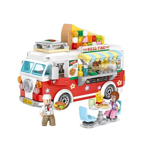 Universal Mini Blocs City Series Street View Truck Fruit/Ice Cream Shop Learning Toys(Rouge)