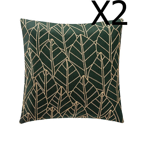 Pegane Lot de 2 coussins en polyester coloris Vert cèdre - L. 40 x l. 40 cm