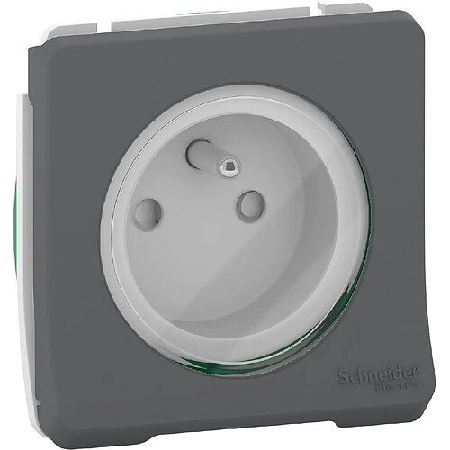 prise 2 p+t - gris - composable - a vis - schneider electric mur38030