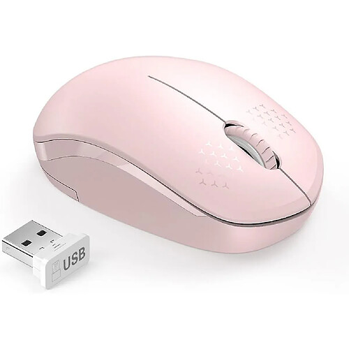 Universal Souris sans fil, souris sans bruit 2.4G avec récepteur USB souris ordinateur portable (rose)