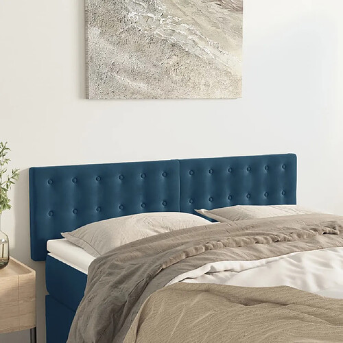 vidaXL Têtes de lit 2 pcs Bleu foncé 72x5x78/88 cm Velours