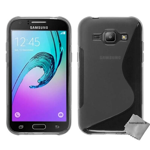 Htdmobiles Coque silicone gel fine pour Samsung Galaxy J1 (2016) + verre trempe - TRANSPARENT