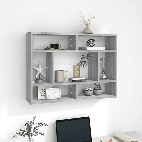 vidaXL Étagère murale Sonoma gris 75x16x55 cm Bois d'ingénierie