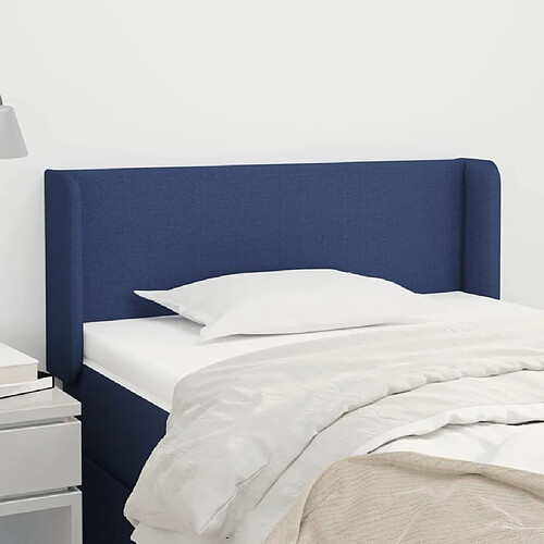 Maison Chic Tête de lit scandinave avec oreilles,meuble de chambre Bleu 93x16x78/88 cm Tissu -MN15971