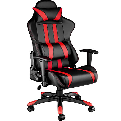 Helloshop26 Fauteuil de bureau chaise siège sport gamer avec coussin de tête et lombaires noir/rouge 08_0000361