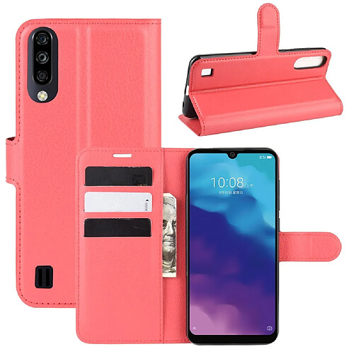 Etui en PU litchi avec support rouge pour votre ZTE A7(2020)