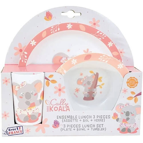 Fun House CALLY MIMI KOALA Ensemble repas incluant 1 verre 220 ml, 1 assiette et 1 bol micro-ondables pour enfant