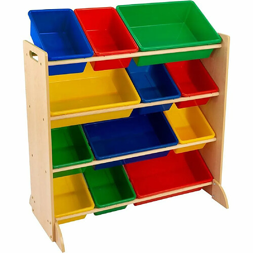 KidKraft Meuble de rangement en bois 12 bacs pour enfant.