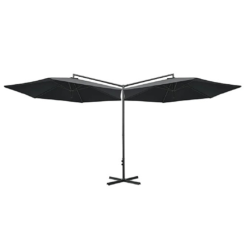 Helloshop26 Parasol double avec mât en acier 600 cm anthracite 02_0008423