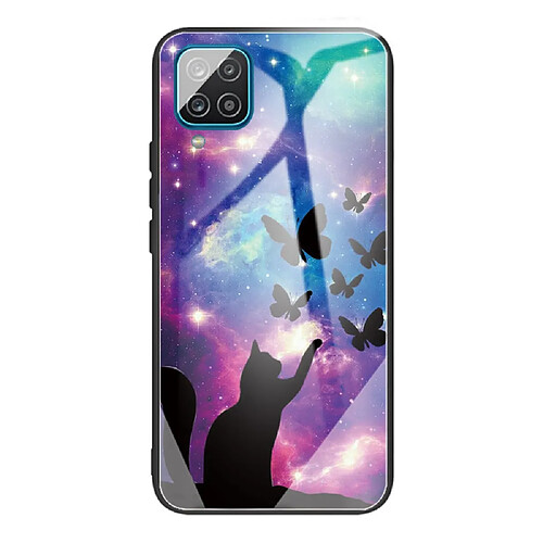 Coque en TPU anti-rayures, hybride chat et papillons pour votre Samsung Galaxy A12