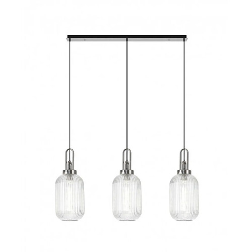 Luminaire Center Suspension 3 ampoules Nickel poli