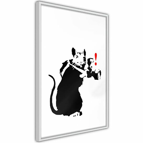 Paris Prix Affiche Murale Encadrée Banksy Rat Photographer 20 x 30 cm Blanc