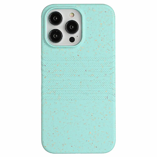 Coque en TPU + paille de blé entièrement biodégradable pour votre iPhone 14 Pro Max - bleu ciel