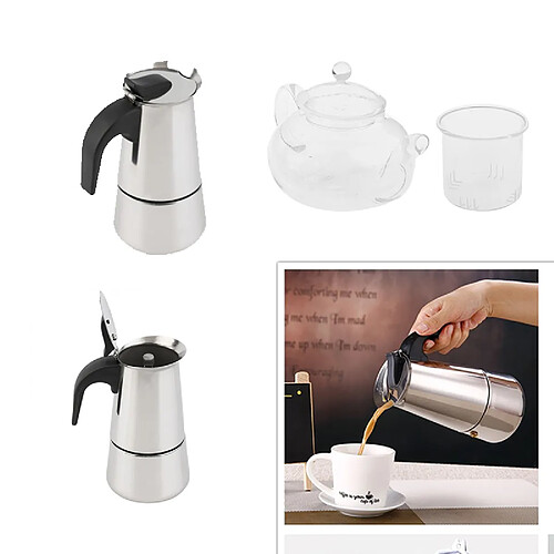 Kit de Percolateur Pot Thé Tasse en Verre Bouilloire Eau Cafetière en Alliage d'aluminium