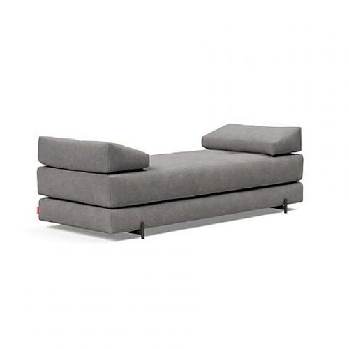 Inside 75 Méridienne design SIGMUND INDU Flashtex, Light grey convertible lit 160*200 cm pieds Acier noir