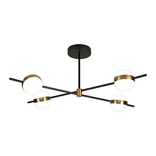 Inspired Cuba Plafonnier 4 Lumières, 32W LED, 3000K, 2400lm, Or/Noir, 3 ans de Garantie