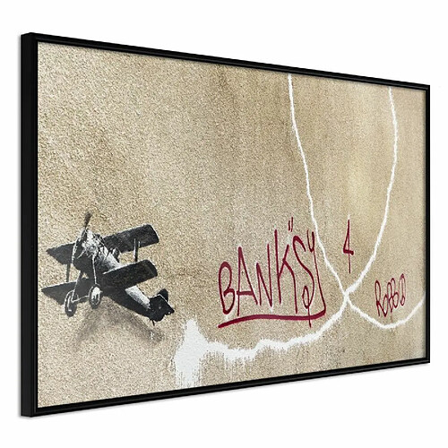 Paris Prix Affiche Murale Encadrée Banksy Love Plane 45 x 30 cm Noir