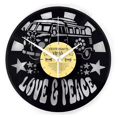 Magneticland Horloge vinyle recyclé LOVE & PEACE