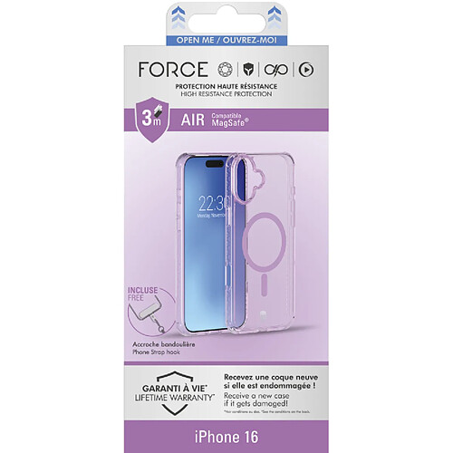 BIGBEN Coque Renforcée iPhone 16 AIR Compatible MagSafe Rose - Garantie à vie Force Case