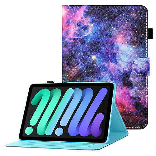 Etui en PU texture croisée avec support et porte-cartes ciel étoilé pour votre Apple iPad mini (2021)