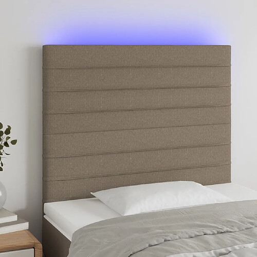 Maison Chic Tête de lit scandinave à LED,meuble de chambre Taupe 90x5x118/128 cm Tissu -MN64374