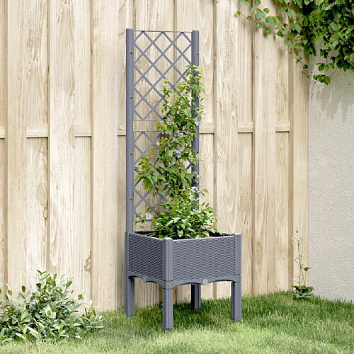 vidaXL Jardinière avec treillis bleu gris 40x40x142 cm PP