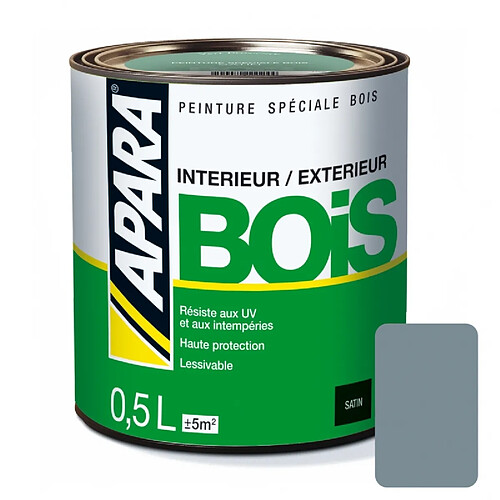 Peinture Bois Satin - APARA-0.5 litre-Gris (RAL 7001)