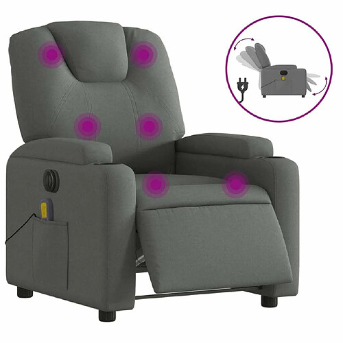 Maison Chic Fauteuil Relax pour salon, Fauteuil inclinable de massage électrique gris foncé tissu -GKD31961