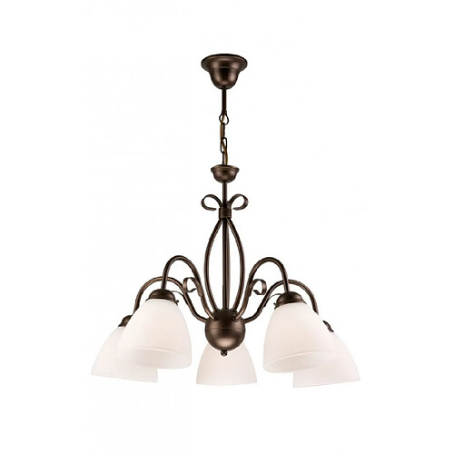 Lumière Suspension Adelle Verre,acier Marron 5 ampoules 67cm