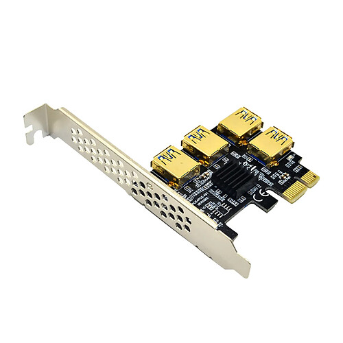 Adaptateur PCI-E 1X vers 16X Riser Card Extension PCI-E à 4 Ports, Câble USB 3.0, Cordon d'alimentation SATA 4X, 8X, 16X Carte Graphique