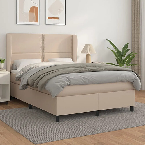 vidaXL Sommier à lattes de lit avec matelas Cappuccino 140x190 cm