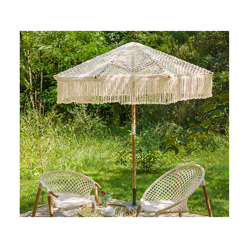 Parasol droit rond en macramé Nicobar - Jardiline