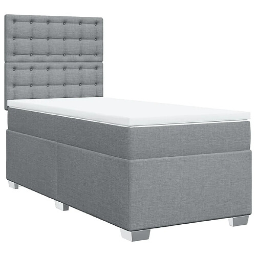 Vidaxl Sommier à lattes de lit avec matelas gris clair 80x200 cm tissu