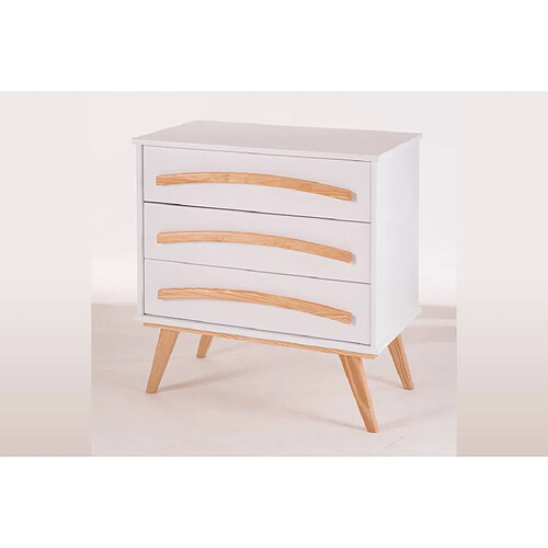 DECOPIN commode slow-living 3 tiroirs elin - blanc uni