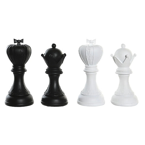 Figurine Décorative DKD Home Decor Noir Blanc Résine Pièces du jeu d'échec Moderne (12 x 12 x 25,5 cm) (4 Unités)