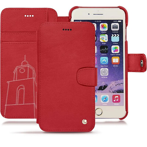 Housse cuir Apple iPhone 7 Plus - Rabat portefeuille - Rouge troupelenc ( Pantone #AB191A ) - NOREVE