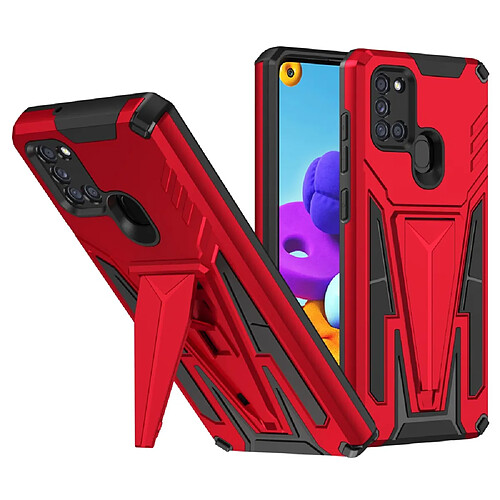 Coque en TPU antichoc avec béquille rouge pour votre Samsung Galaxy A21s