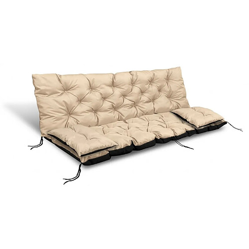 Ensemble de coussin de jardin pour balançoire AIO beige 100x60x50cm + 2 coussins 42 x 42 cm