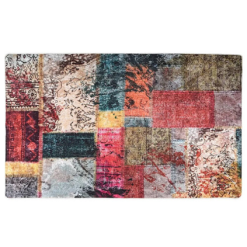 vidaXL Tapis lavable patchwork multicolore 120x170 cm antidérapant