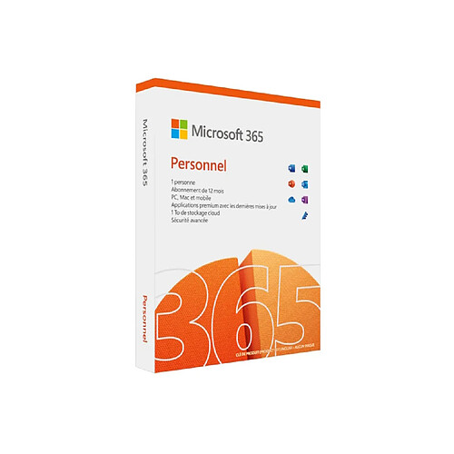 Microsoft Office 365 Personnel (Personal) - 1 utilisateur - 1 an - PC, Mac, iOS, Android, Chromebook - A télécharger - Livraison rapide 7/7j