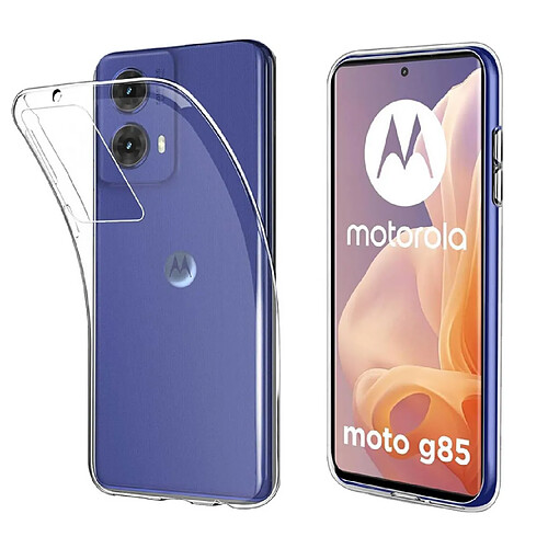 Htdmobiles Coque pour Motorola Moto G85 5G - housse etui silicone gel fine + film ecran - TRANSPARENT TPU