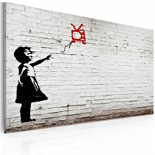 Paris Prix Tableau Imprimé Fille avec TV - Banksy 40x60cm