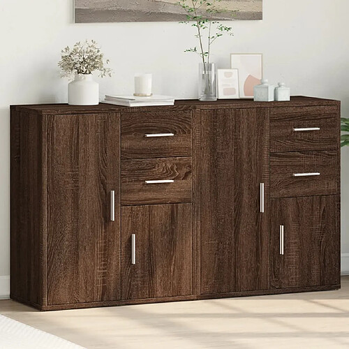 vidaXL Buffets 2 pcs chêne marron 60x31x70 cm bois d'ingénierie