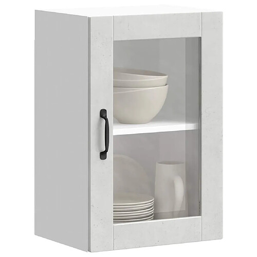 vidaXL Armoire murale de cuisine avec porte en verre Porto gris béton